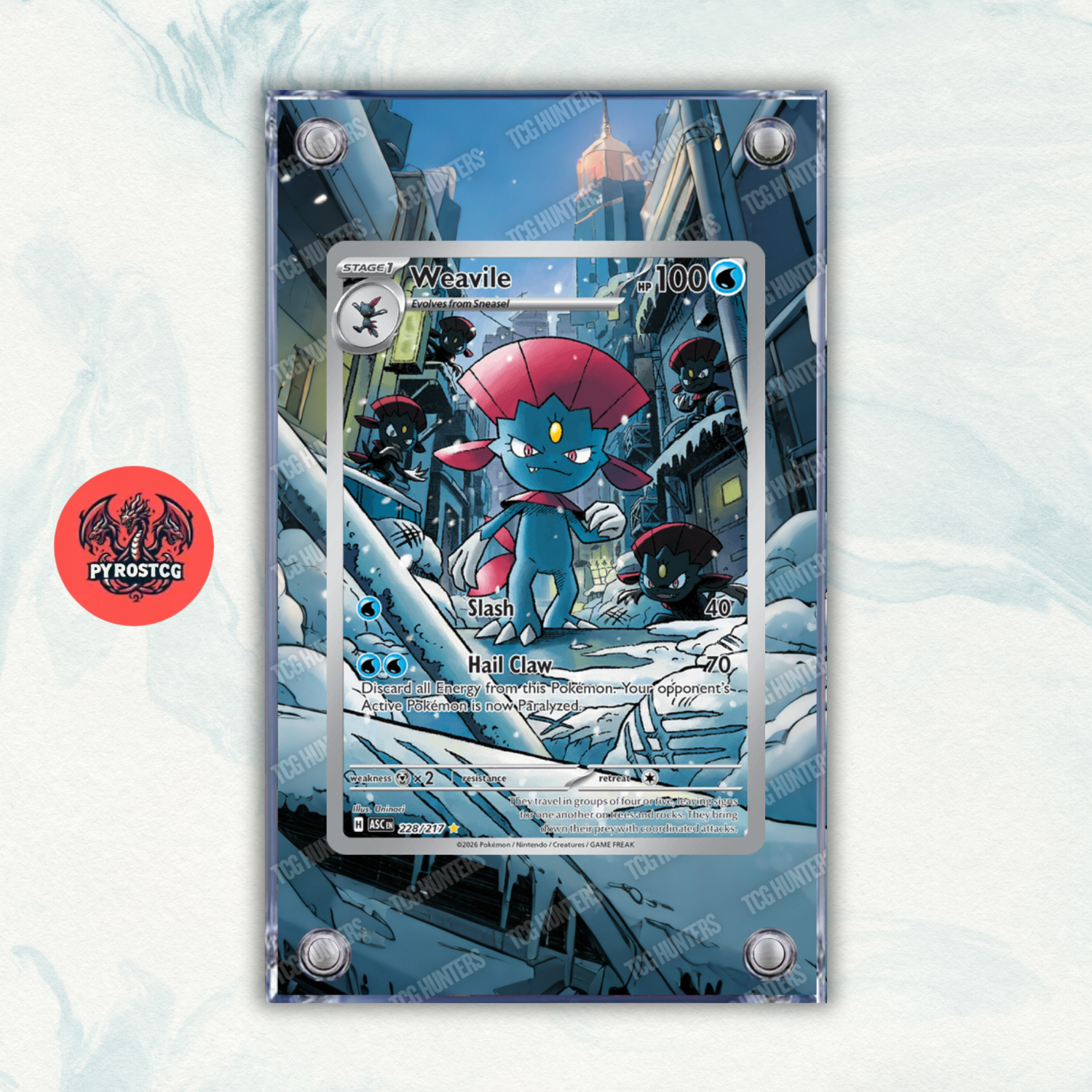 Pokémon Teca Magnetica Acrilico Extended Art - Weavile ASC 228 | Display Case0