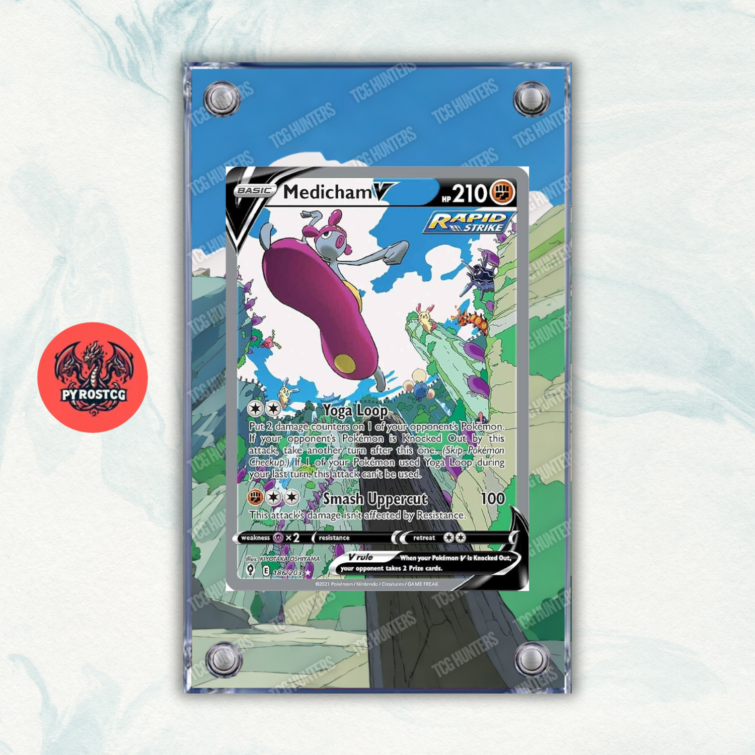 Pokémon Teca Magnetica Acrilico Extended Art - Medicham V EVS 186 | Display Case0