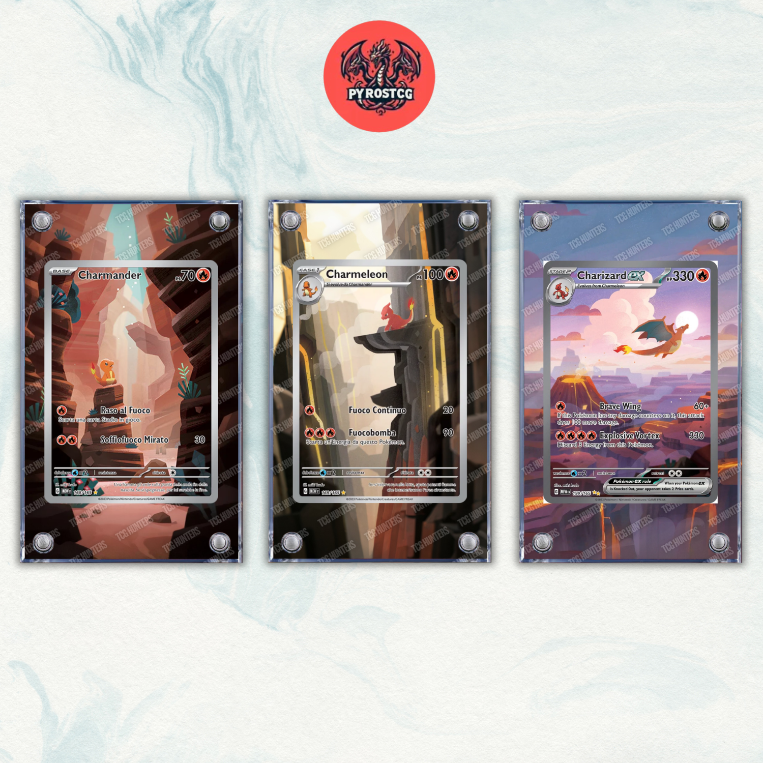 Pokémon x3 Teca Magnetica Extended Art Charander Charmeleon Charizard 151 MEW 0