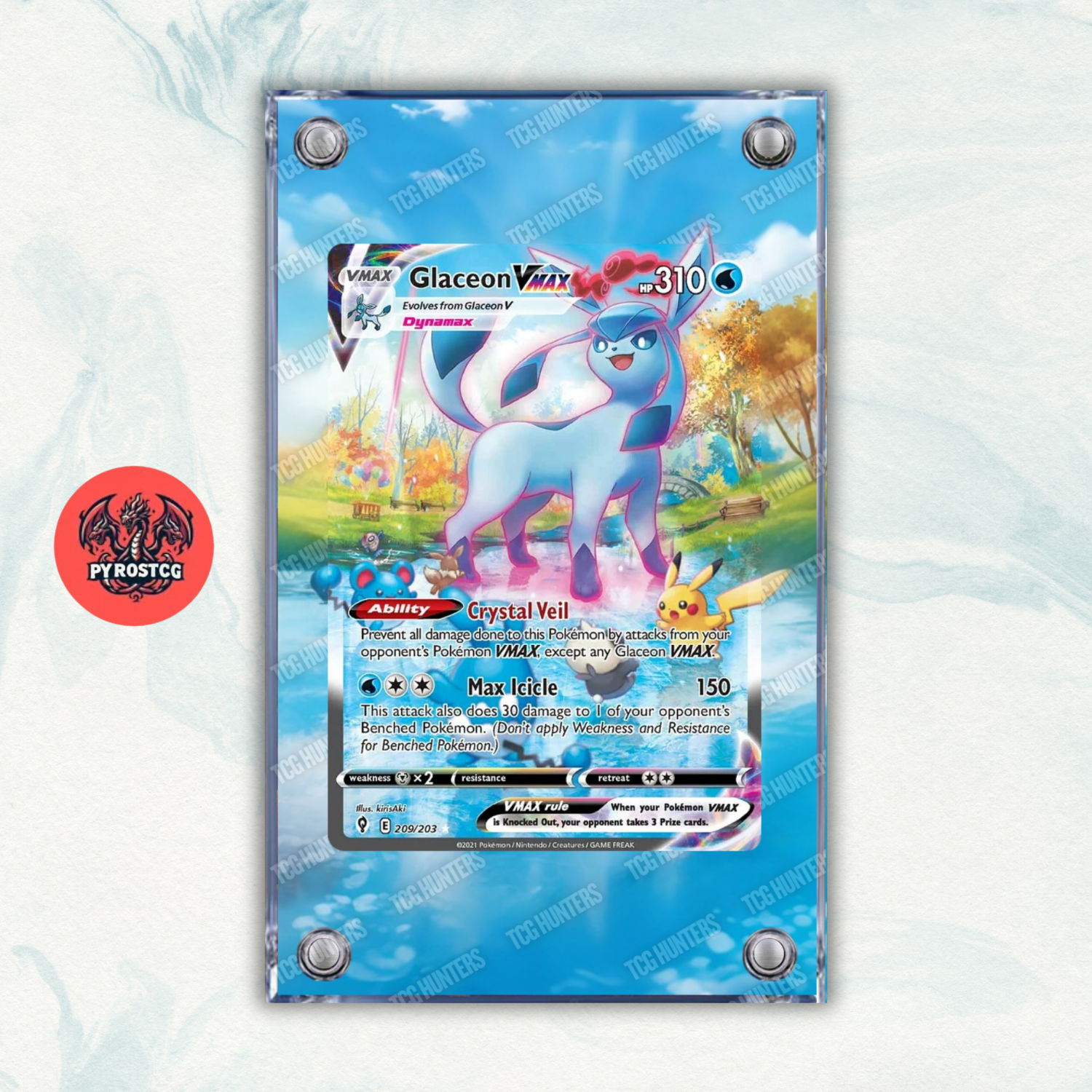 Pokémon Teca Magnetica Acrilico Extended Art - Glaceon EVS 209| Display Case0