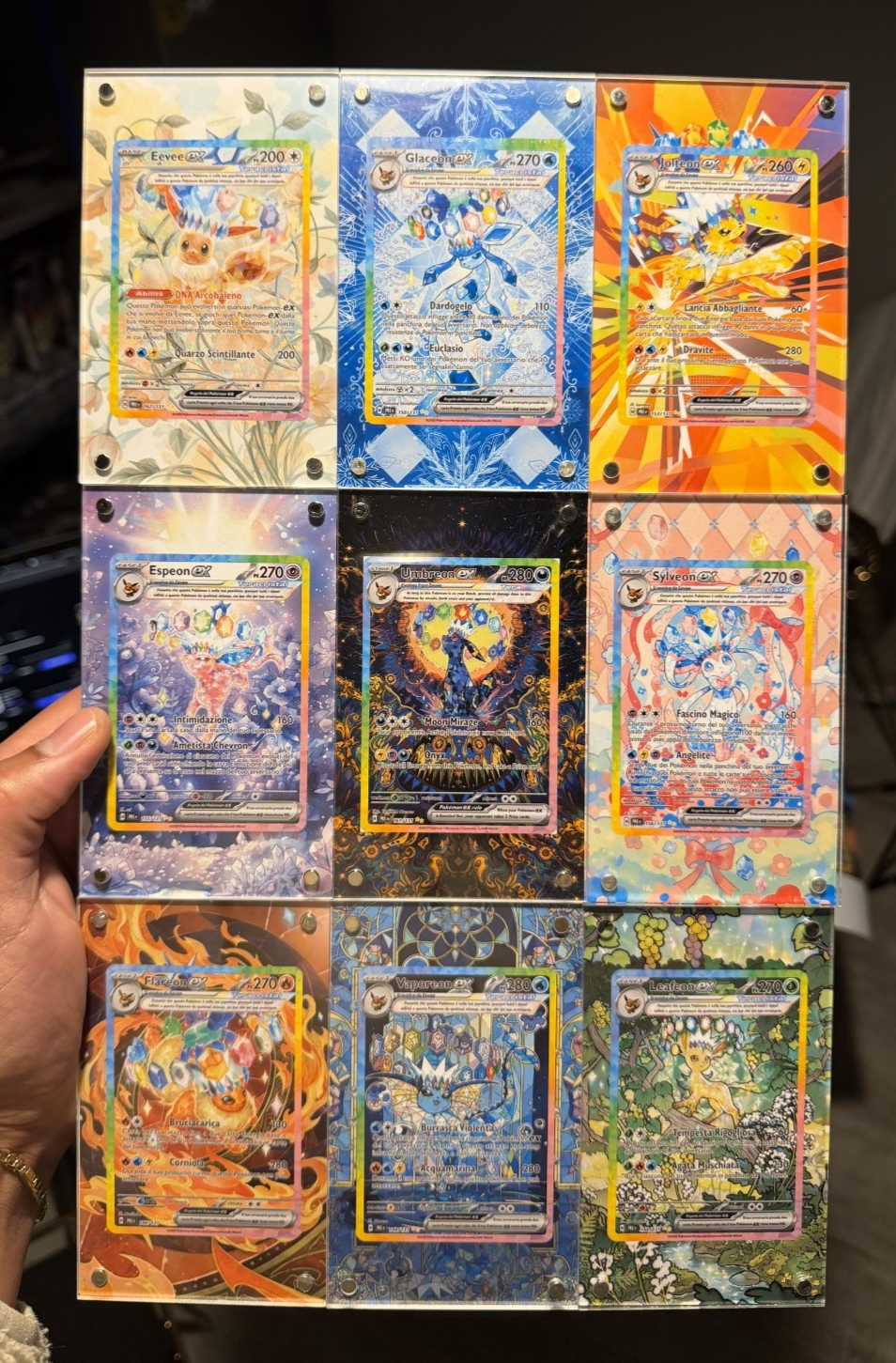 Pokémon x9 Teca Magnetica Extended Art + Cornice Magnetica - Eeveelutions PRE  1