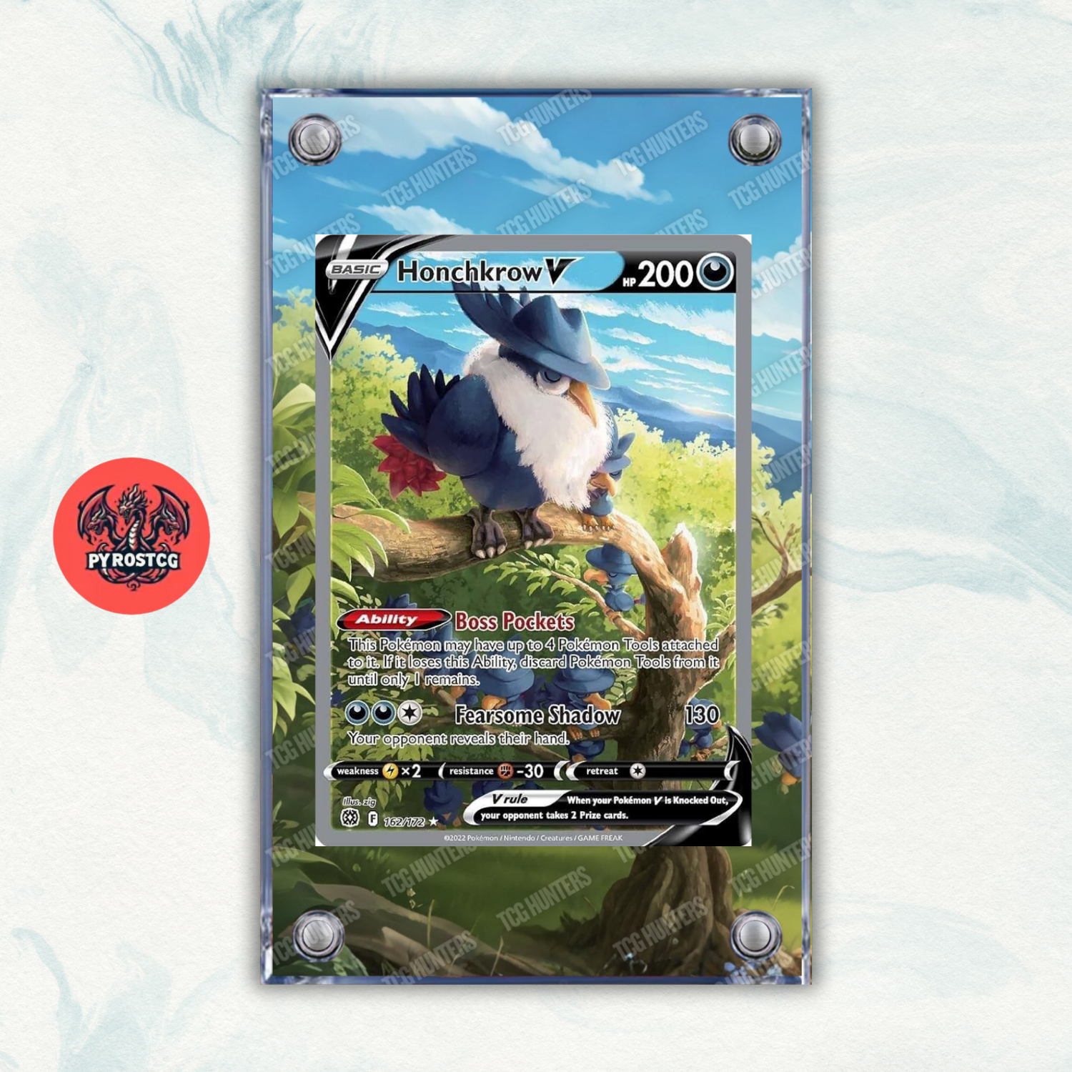 Pokémon Teca Magnetica Acrilico Extended Art - Honchkrow V BRS 162 Display Case0