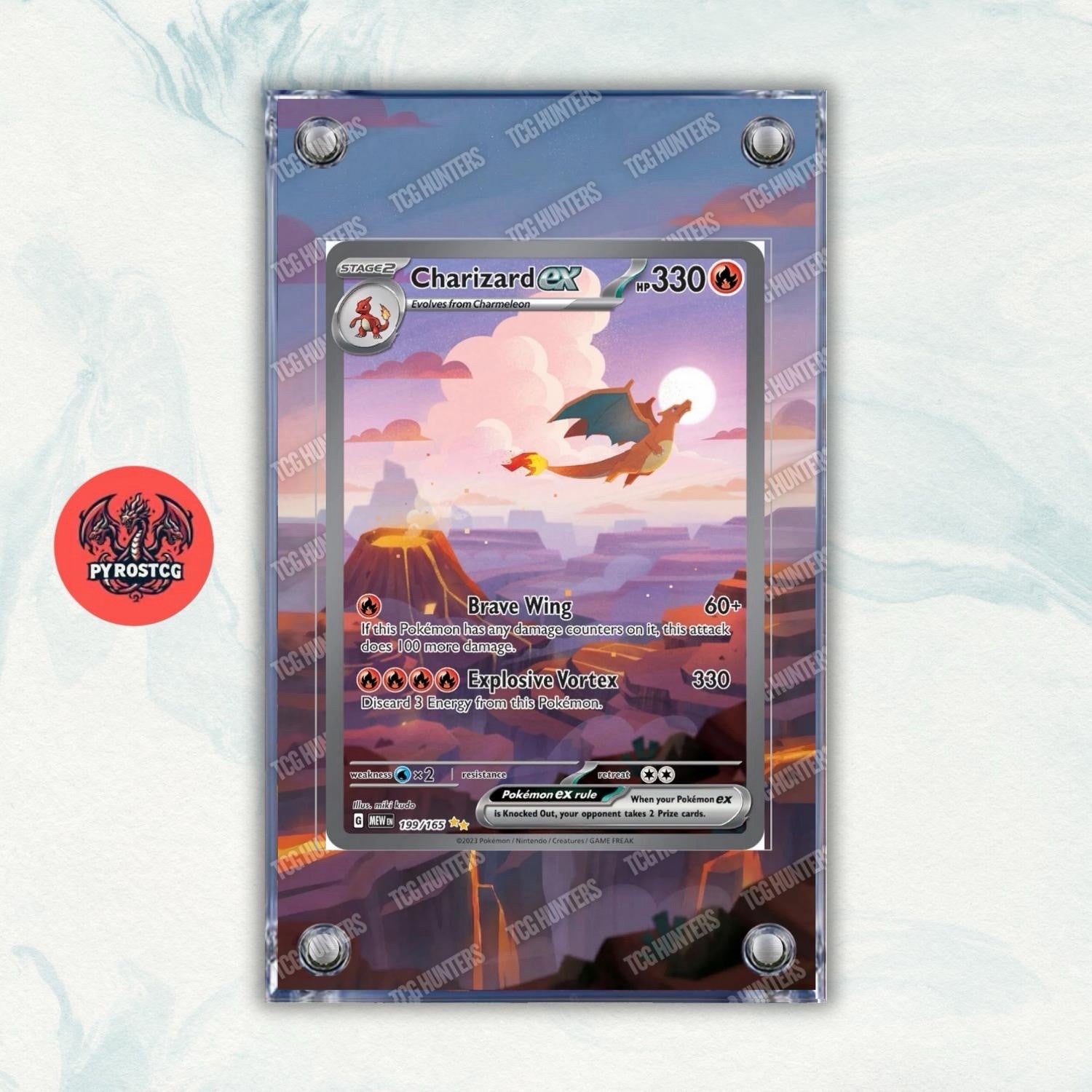 Pokémon Teca Magnetica Acrilico Extended Art Charizard MEW 199 | Display Case0