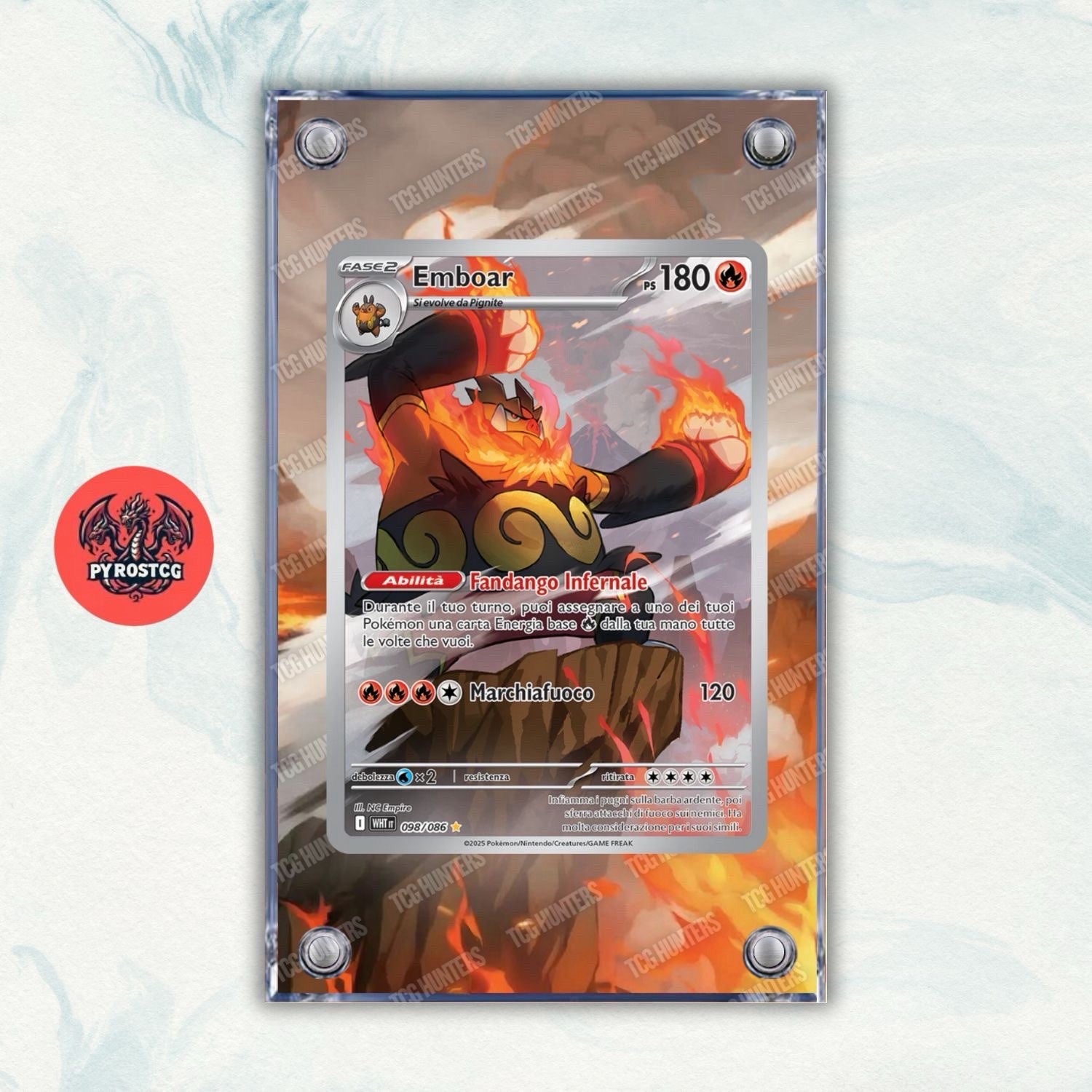 Pokémon x4 Teca Magnetica Acrilico Extended Art - Tepig Pignite Emboar + Mega 2