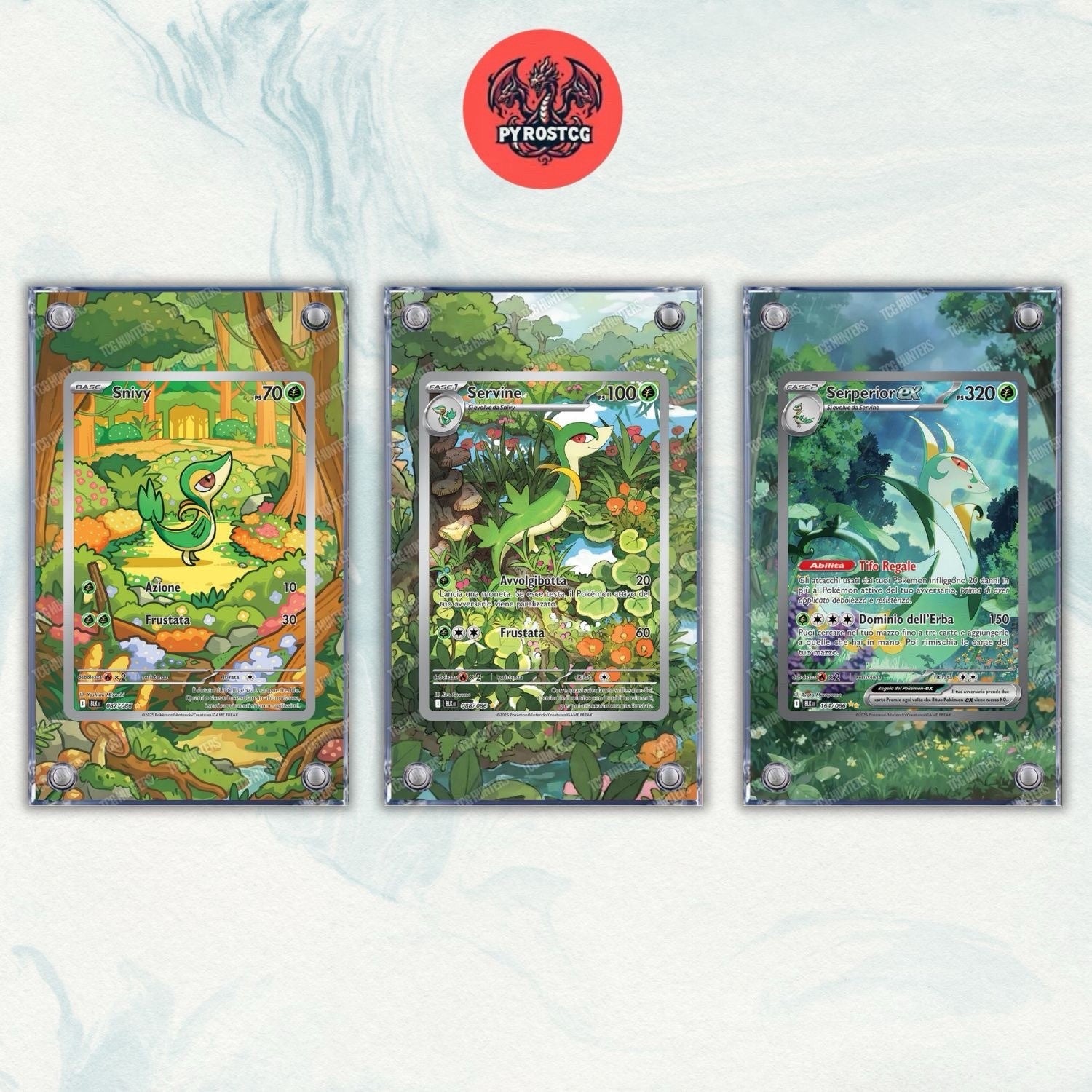 Pokémon x3 Teca Magnetica Acrilico Extended Art - Snivy Servine Serperior BLK  0