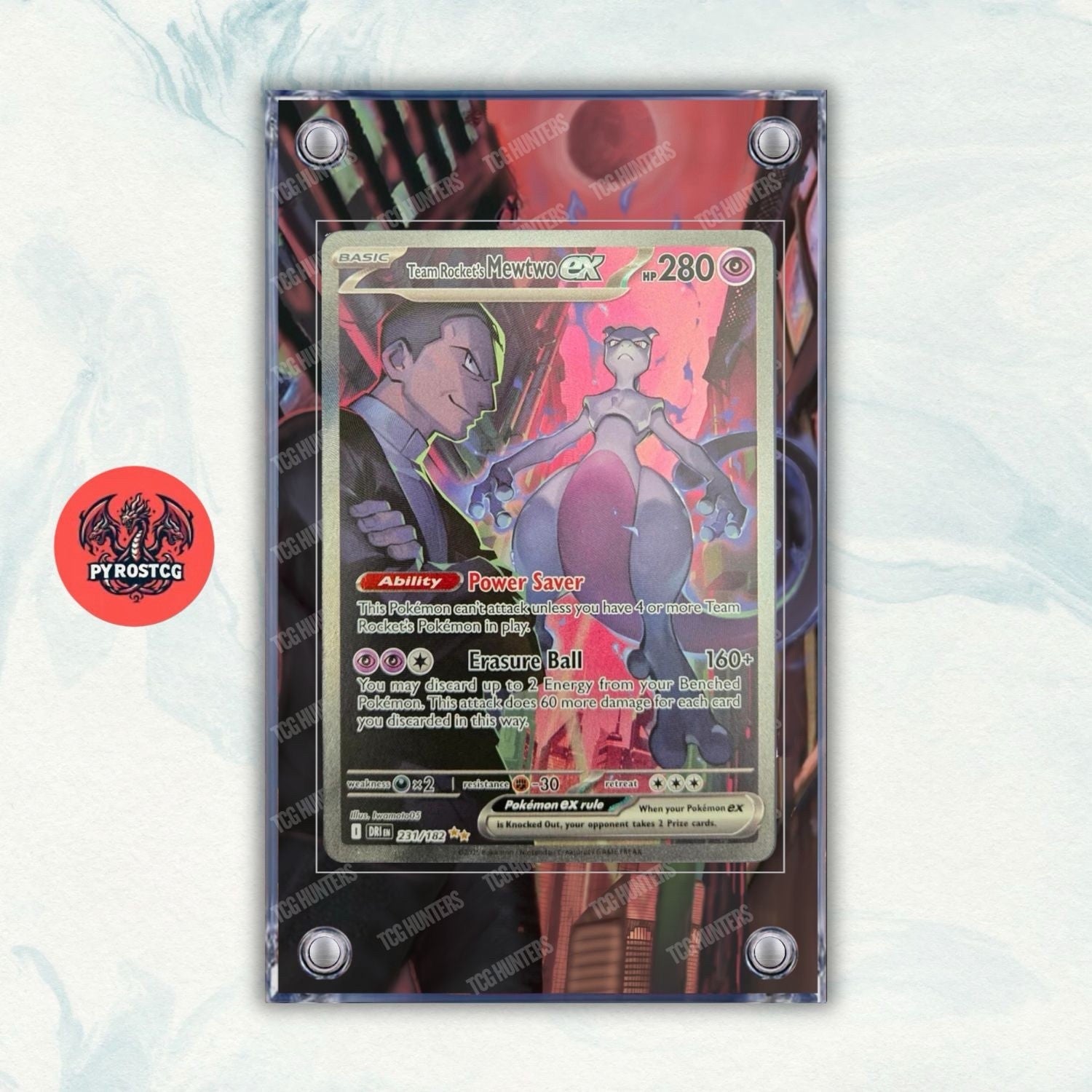 Pokémon Teca Magnetica Acrilico Extended Art Mewtwo Ex DRI 231 | Display Case0