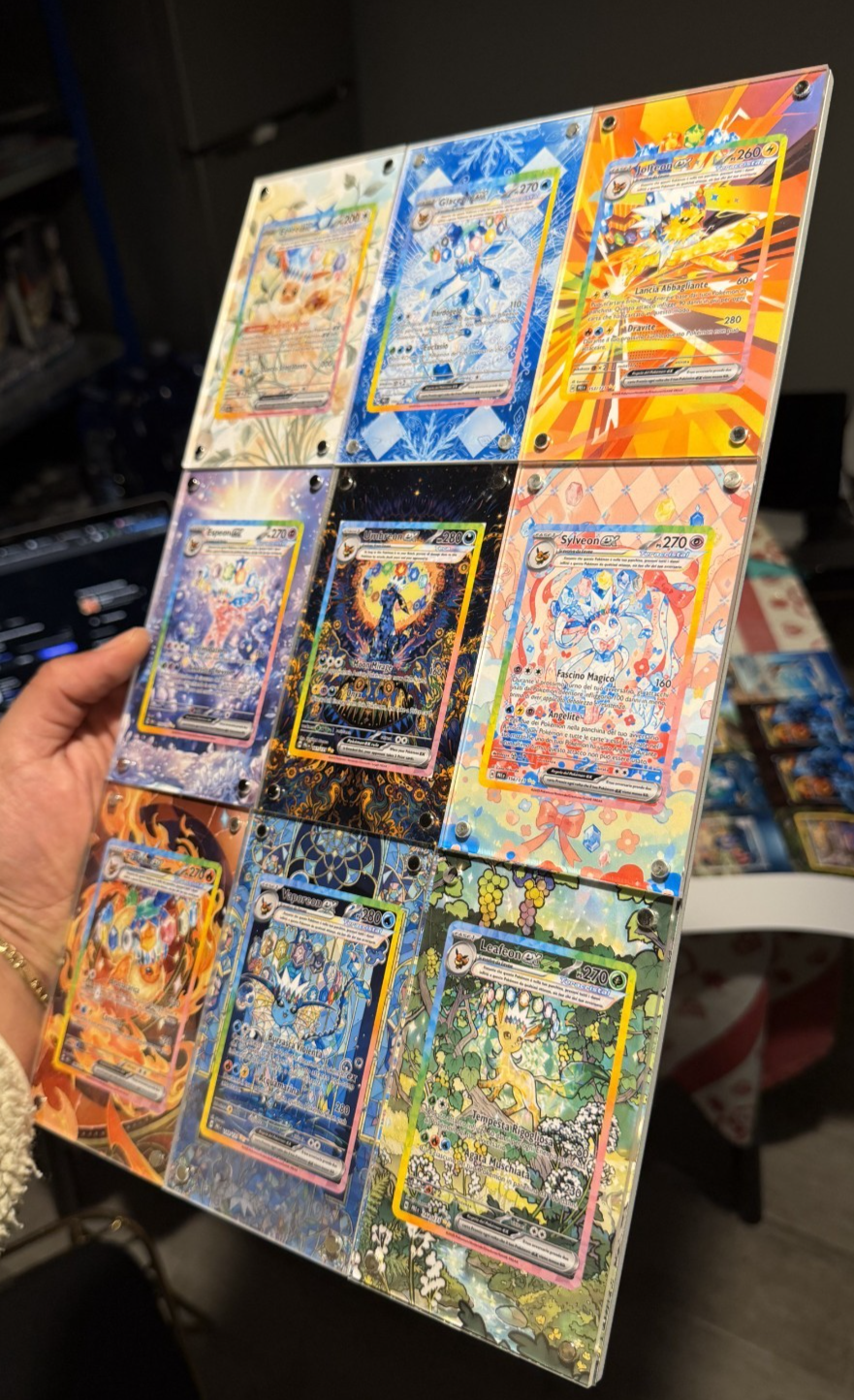 Pokémon x9 Teca Magnetica Extended Art + Cornice Magnetica - Eeveelutions PRE  2