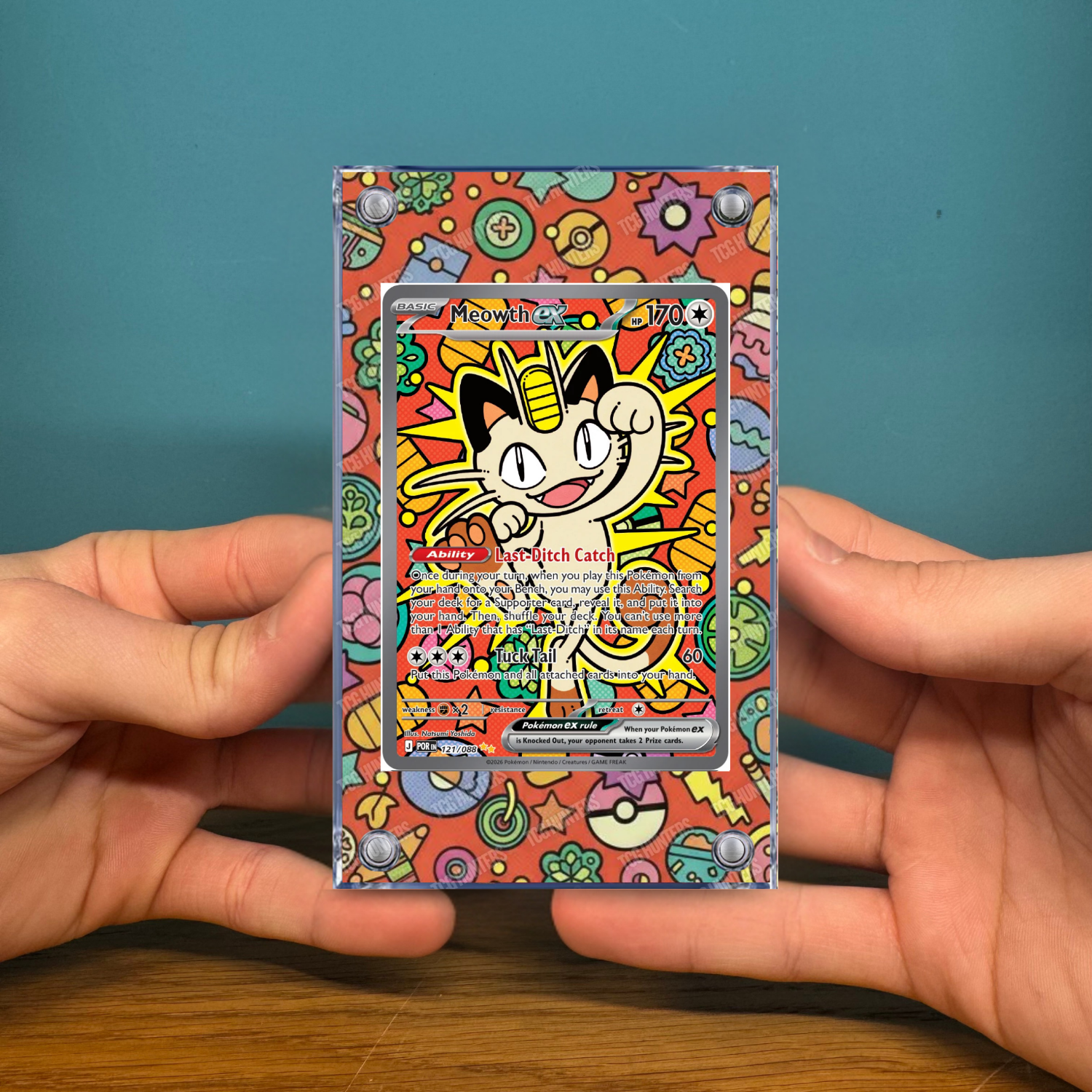 Pokémon Teca Magnetica Acrilico Extended Art - Meowth (POR 121) | Display Case2