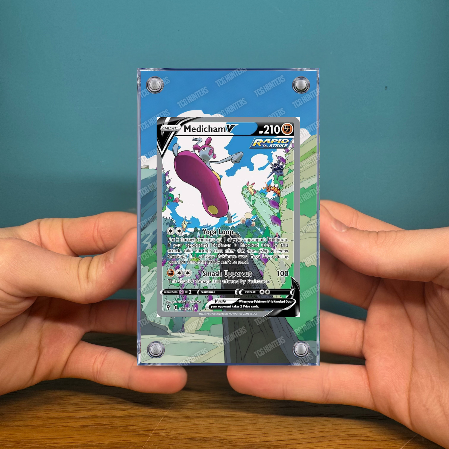Pokémon Teca Magnetica Acrilico Extended Art - Medicham V EVS 186 | Display Case2