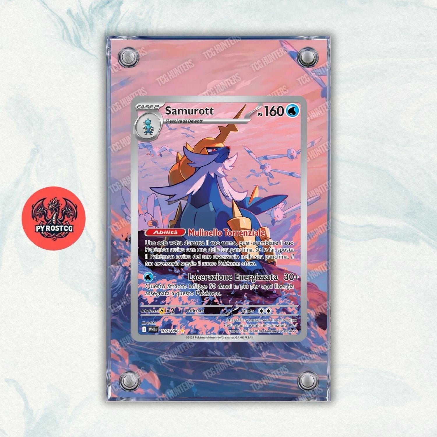 Pokémon x3 Teca Magnetica Acrilico Extended Art - Oshawott Dewott Samurott WHT3