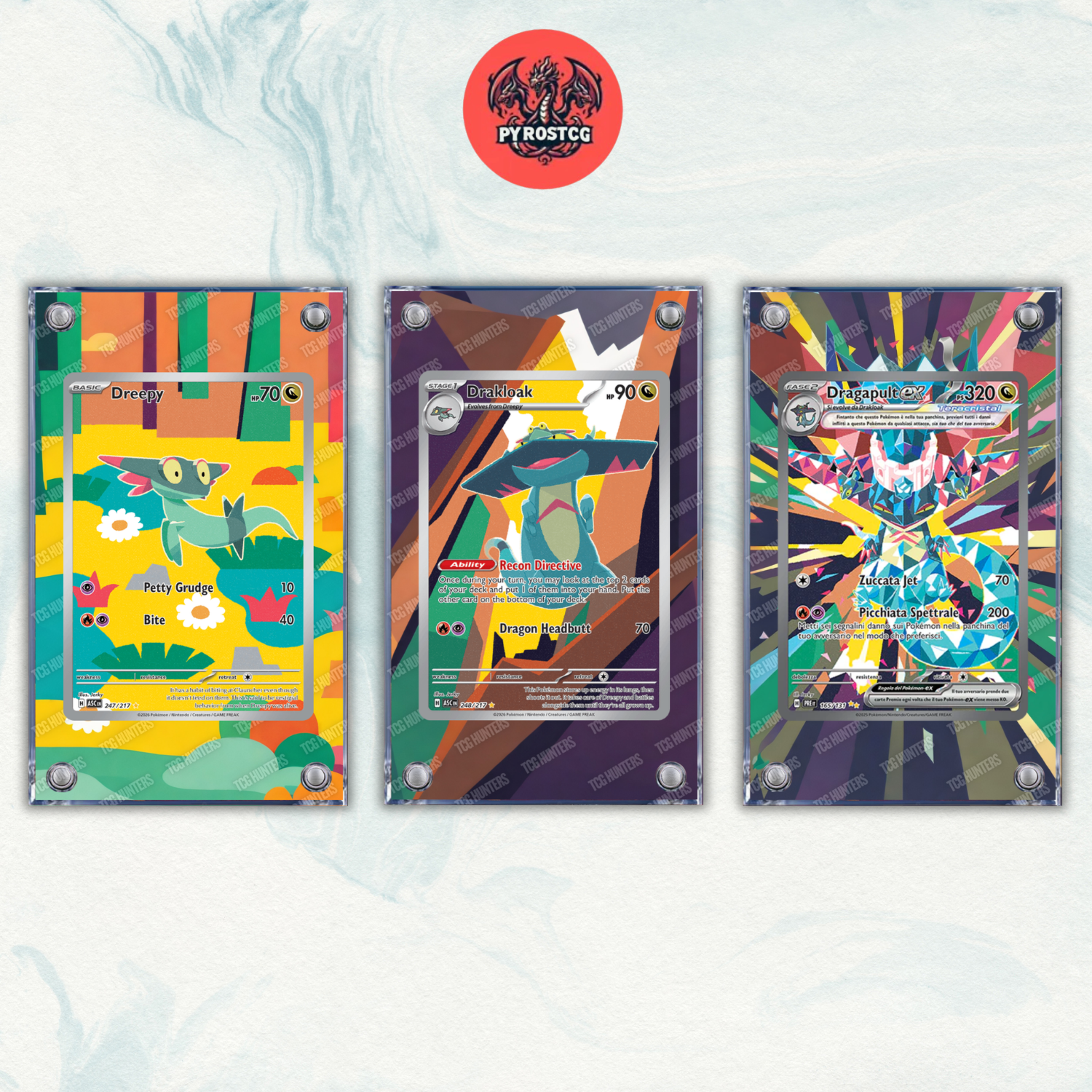 Pokémon x3 Teca Magnetica Extended Art - Dreepy Drakloak Dragapult ASC PRE 0
