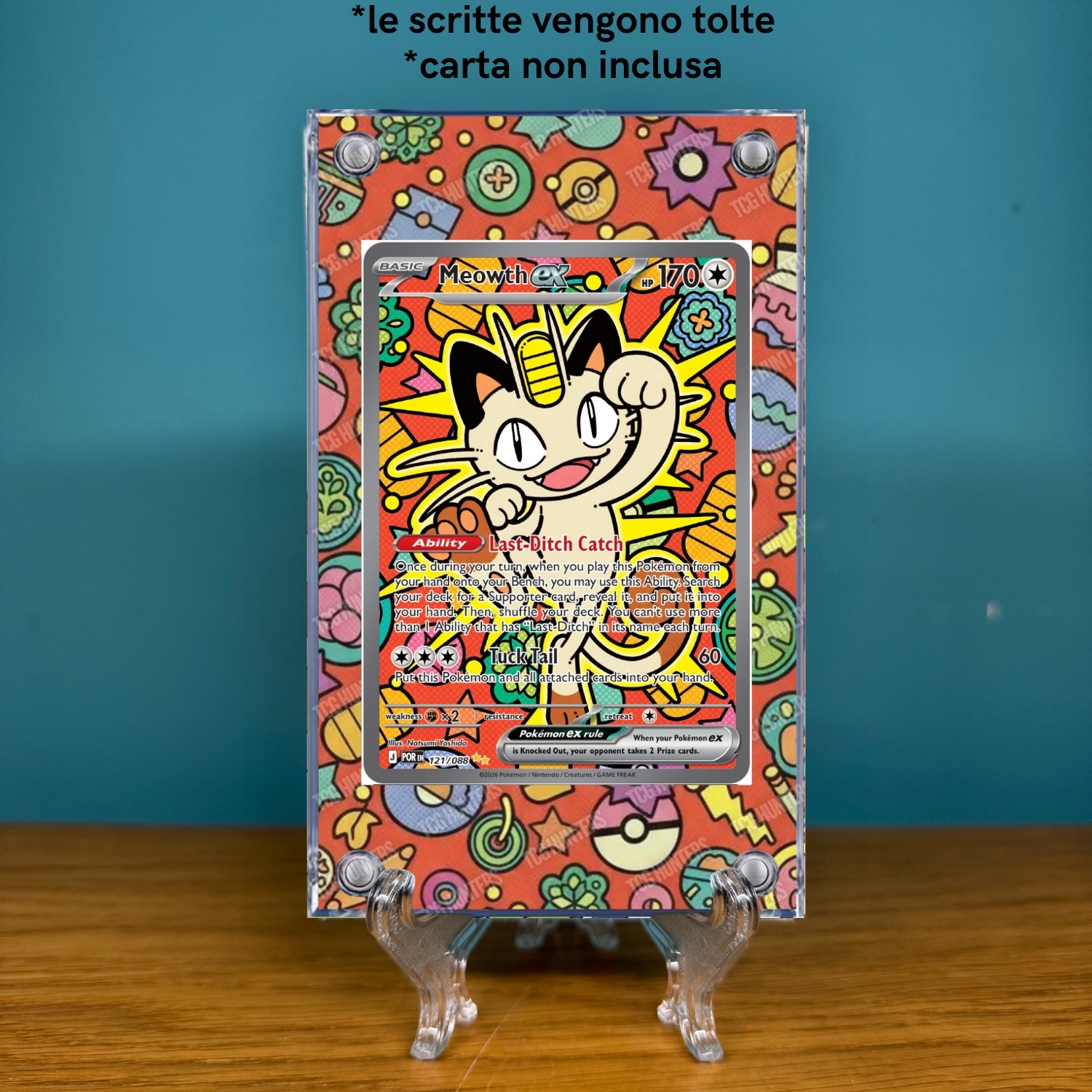 Pokémon Teca Magnetica Acrilico Extended Art - Meowth (POR 121) | Display Case1