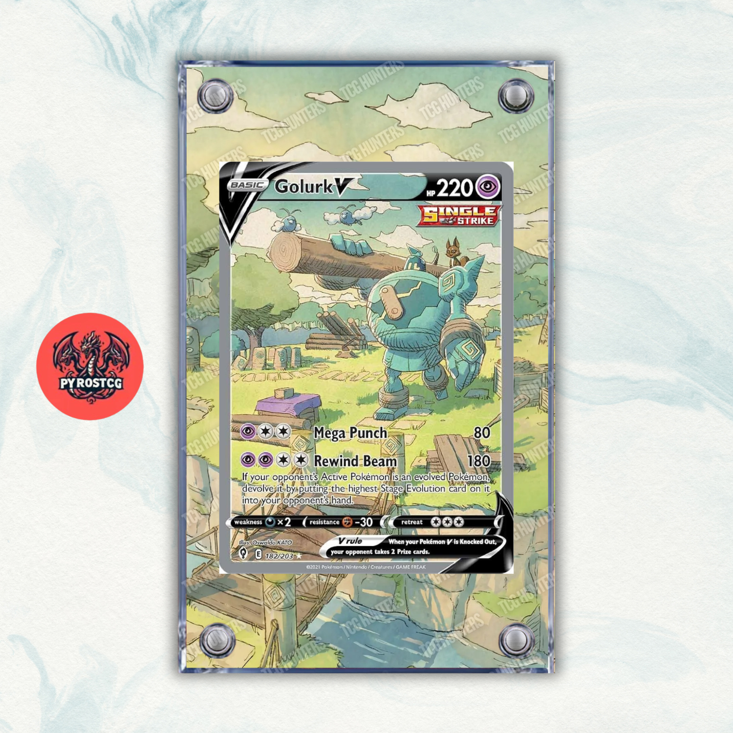 Pokémon Teca Magnetica Acrilico Extended Art -  Golurk V EVS 182 | Display Case0