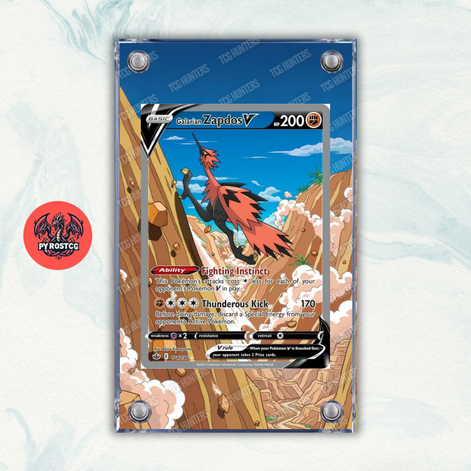 Pokémon Teca Magnetica Acrilico Extended Art - Zapdos V CRE 174 | Display Case0