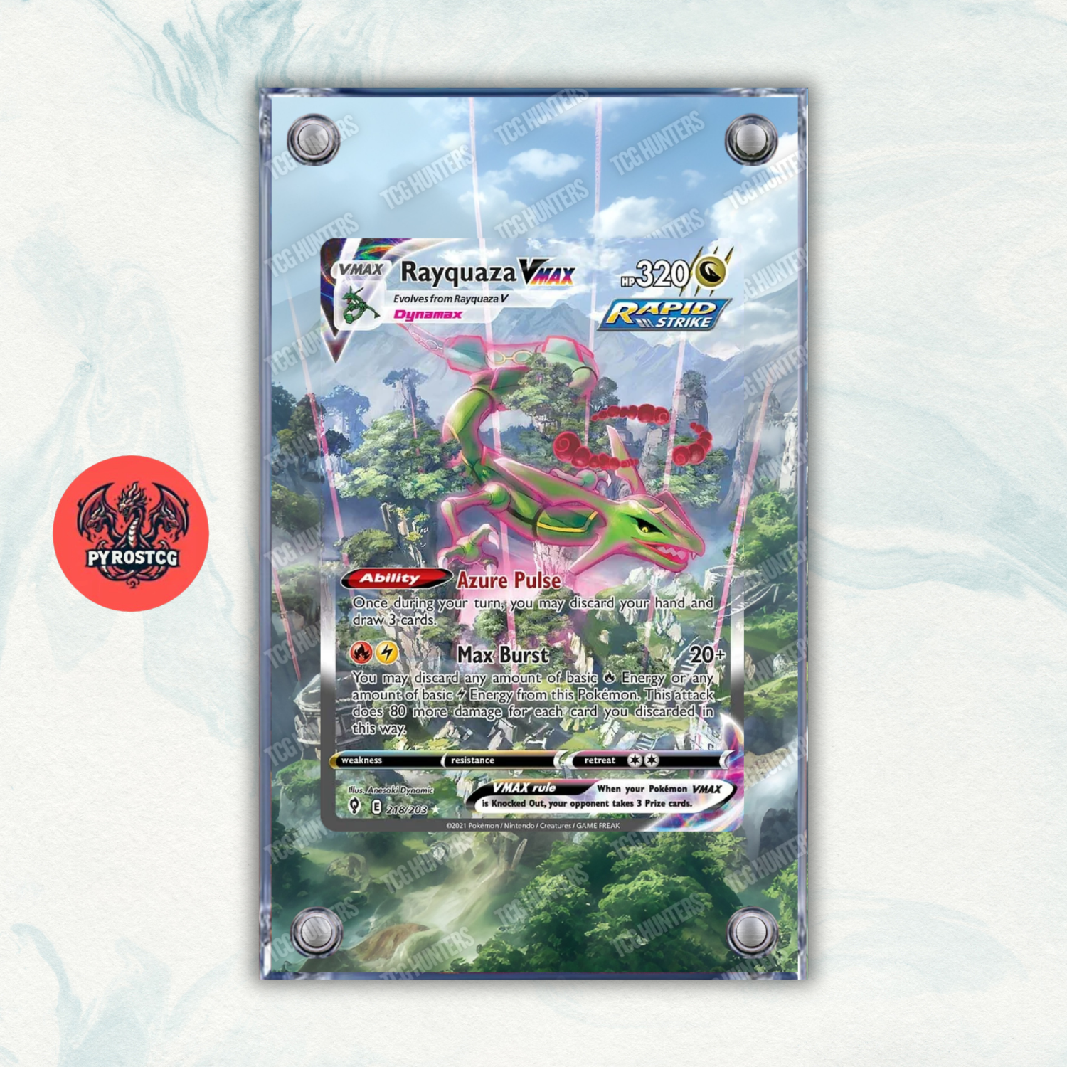 Pokémon Teca Magnetica Acrilico Extended Art - Rayquaza EVS 218 | Display Case0