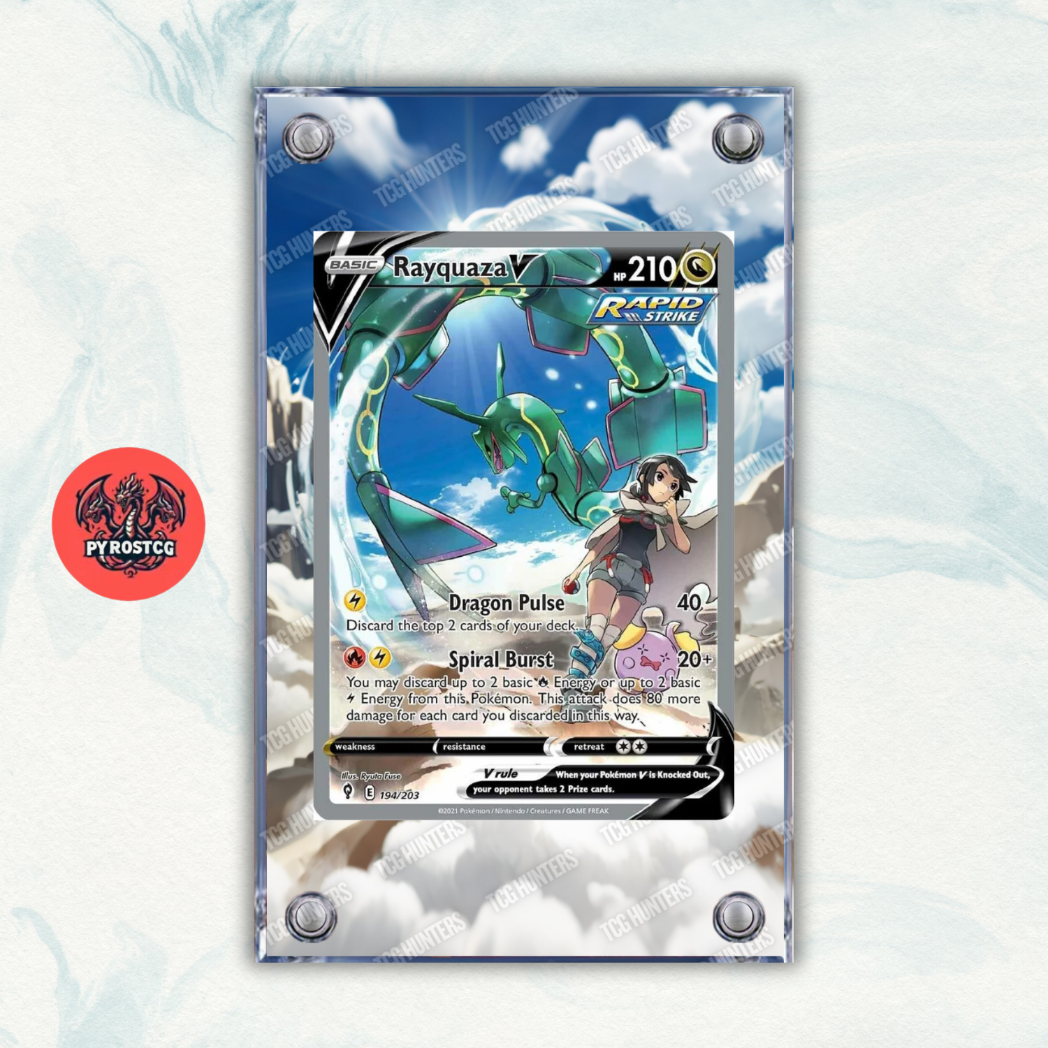 Pokémon Teca Magnetica Acrilico Extended Art - Rayquaza V EVS 194 | Display Case0