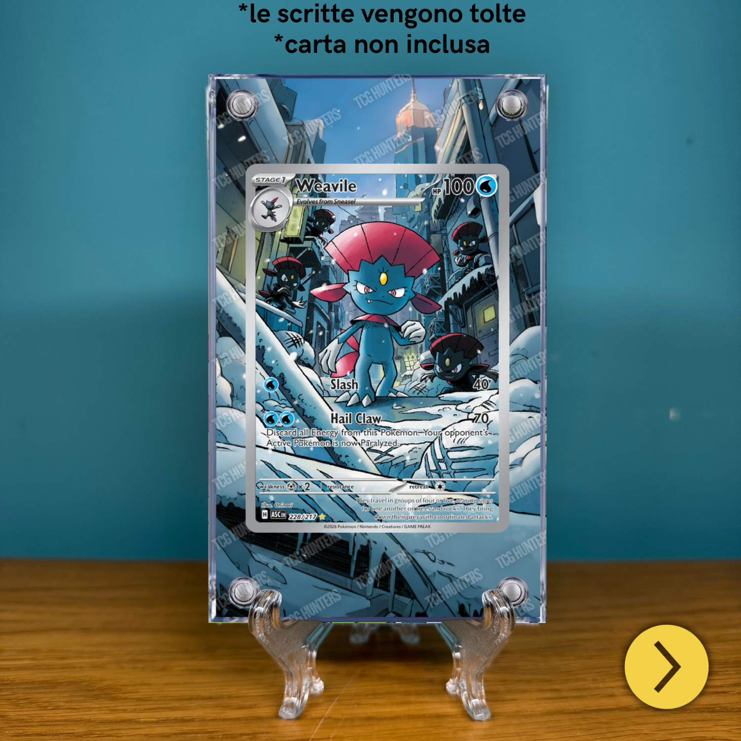 Pokémon Teca Magnetica Acrilico Extended Art - Weavile ASC 228 | Display Case1