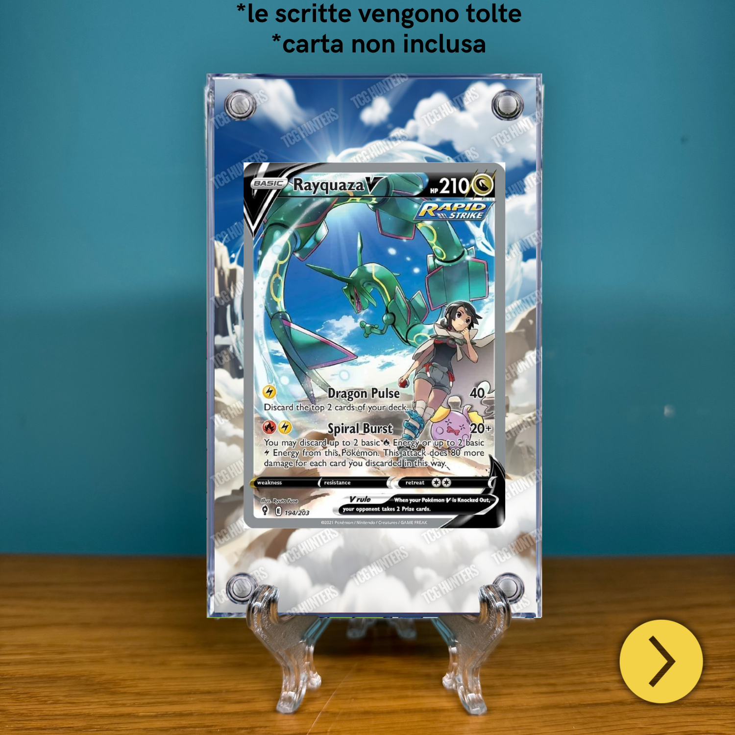 Pokémon Teca Magnetica Acrilico Extended Art - Rayquaza V EVS 194 | Display Case1