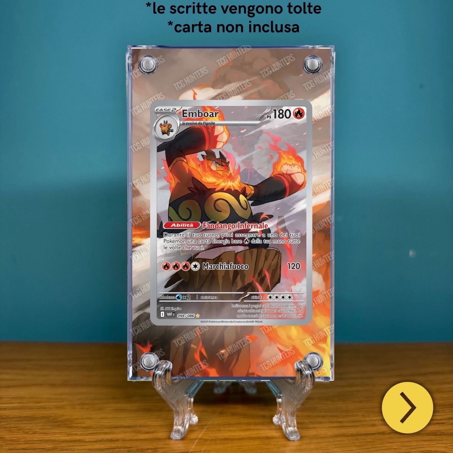 Pokémon Teca Magnetica Acrilico Extended Art - Emboar WHT 098 | Display Case1